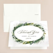 "Mixed Greenery" - Wedding Thank You Cards in Emerald by Susan Moyal - Front
