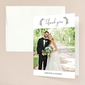 "Green leaf frame" - Wedding Thank You Cards in Limestone by Yaling Hou Suzuki - Front