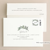 "Green leaf frame" - Wedding Thank You Cards in Limestone by Yaling Hou Suzuki - FREE Recipient Addressing