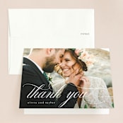 "Scripted Union" - Wedding Thank You Cards in Pearl by Kelly Schmidt - Front
