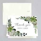 "Agave & Greens" - Wedding Thank You Cards in Ivory by Susan Moyal - Front