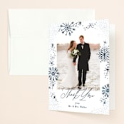 "Midnight Snowfall" - Wedding Thank You Cards in Navy by Alethea and Ruth - Front
