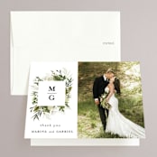 "Enchanted Greenery" - Wedding Thank You Cards in Frost by Susan Moyal - Front
