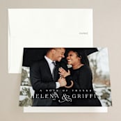 "And here we are" - Wedding Thank You Cards in Marble by Lea Delaveris - Front