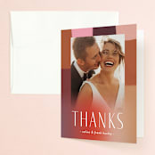 "Retro Grid" - Wedding Thank You Cards in Sunset by Simona Camp - Front