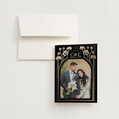 "Nouveau flowers" - Wedding Thank You Cards in Onyx by Ana de Sousa - Front