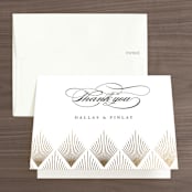 "Deco Fan Border" - Wedding Thank You Cards in Snow by Kelly Schmidt - Front