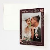 "Verdigris" - Wedding Thank You Cards in Rose by Susan Moyal - Front