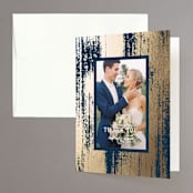 "Gold Leaf" - Wedding Thank You Cards in Indigo by Kelly Schmidt - Front