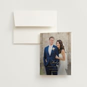 "Scripted Striped" - Wedding Thank You Cards in Silk by Carolyn MacLaren - Front