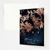 "Pressed Flowers" - Wedding Thank You Cards in Navy by Phrosné Barwood - Front