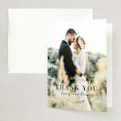 "Elegant Announcement" - Wedding Thank You Cards in Vanilla by Kelly Schmidt - Front