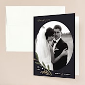 "Greenery Crown" - Wedding Thank You Cards in Midnight by Susan Moyal - Front