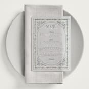 "Vintage Sketched" - Vellum Menus in Wisteria by Jenna Holcomb - In Use