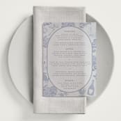 "Coastal Toile" - Vellum Menus in Periwinkle by Jenna Holcomb - In Use