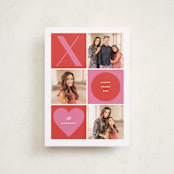 "XO Blocks" - Valentine's Day Cards in Strawberry by Maria Alou - Front
