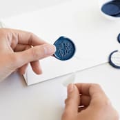 "Olive Wreath in Navy | Maurelle Calligraphy x Artisaire (pack of 25)" - Wax Seals, Pack of 25 in Navy Blue by Minted - Adhesive Backer