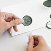 "Olive Wreath in Sequoia | Maurelle Calligraphy x Artisaire (pack of 25)" - Wax Seals, Pack of 25 in Sequoia by Minted - Adhesive Backer