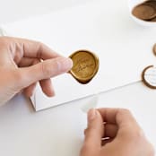 "Merry Christmas in Gold (pack of 25)" - Wax Seals, Pack of 25 in Antique Gold by Minted - Adhesive Backer