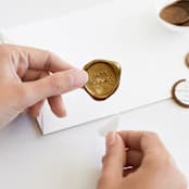 "Happy Holidays in Gold (pack of 25)" - Wax Seals, Pack of 25 in Antique Gold by Minted - Adhesive Backer