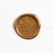 "Pine Sprig in Gold (pack of 25)" - Wax Seals, Pack of 25 in Antique Gold by Rebecca Durflinger - Wax Seal Front