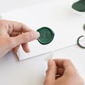 "Winter Trees in Green (pack of 25)" - Wax Seals, Pack of 25 in Sequoia by Leah Bisch - Adhesive Backer