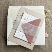 "Magnolia branch white ink printed floral vellum belly band 2 inch wide for 5x7 inches card | pack of 10" - Belly Bands in white by Ivory Invitations