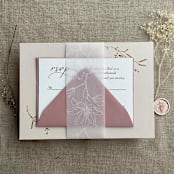"Magnolia branch white ink printed floral vellum belly band 2 inch wide for 5x7 inches card | pack of 10" - Belly Bands in white by Ivory Invitations