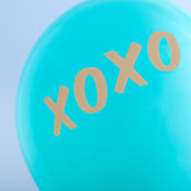 "XOXO Latex Balloon, Robin's Egg and Gold, set of 3" - Balloons in blue by ForYourParty