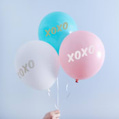 "XOXO Latex Balloon, Robin's Egg and Gold, set of 3" - Balloons in blue by ForYourParty