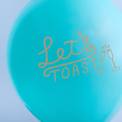 "Let's Toast Latex Balloon, Robin's Egg and Gold, set of 3" - Balloons in blue by ForYourParty