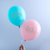 "Let's Toast Latex Balloon, Robin's Egg and Gold, set of 3" - Balloons in blue by ForYourParty