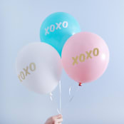 "XOXO Latex Balloon, Robin's Egg and White, set of 3" - Balloons in blue by ForYourParty