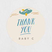 "Adventure Begins" - Baby Shower Stickers in Blue Jay by Creo Study - Close-Up