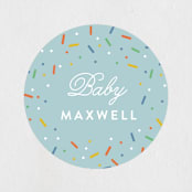 "Scattered Sprinkles" - Baby Shower Stickers in Sky by Lauren Chism - Close-Up