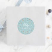"Scattered Sprinkles" - Baby Shower Stickers in Sky by Lauren Chism - For Scale