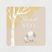 "Little owlet" - Baby Shower Stickers in Almond by Jennifer Wick - Close-Up