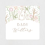 "Woodland Beginnings" - Baby Shower Stickers in Watermelon by Jennifer Wick - Close-Up