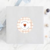 "Gingham" - Baby Shower Stickers in Shortbread by Sarah Knight - For Scale