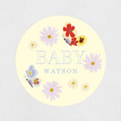 "Butterfly Florals" - Baby Shower Stickers in Daffodil by Baumbirdy - Close-Up