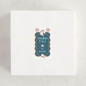 "Cowboy Baby" - Baby Shower Stickers in Denim by Paper Sun Studio - For Scale