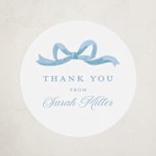 "Painted Bow" - Baby Shower Stickers in Sky by Teju Reval - Close-Up