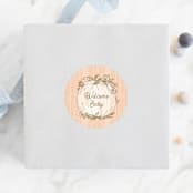 "Little Pumpkin" - Baby Shower Stickers in Peach by Paper Sun Studio - For Scale