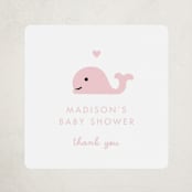 "Baby Whale On The Way" - Baby Shower Stickers in Baby Pink by mo kelley - Close-Up