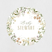 "Summer Wildflowers" - Baby Shower Stickers in Blush by Jennifer Wick - Close-Up