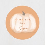 "Autumn Pumpkins" - Baby Shower Stickers in Pumpkin by Rebecca Durflinger - Close-Up