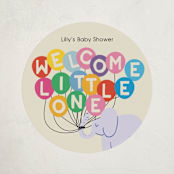 "Elephant Parade" - Baby Shower Stickers in Cream by Harriet Richter - Close-Up