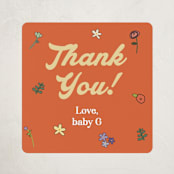 "Modern Peach Floral" - Baby Shower Stickers in Daffodil by Felicia Balestrere - Close-Up