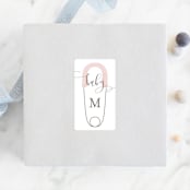"Diaper Pin" - Baby Shower Stickers in Petal by Lehan Veenker - For Scale