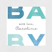 "Oh baby blue" - Baby Shower Stickers in Aquamarine by Jennifer Wick - Close-Up